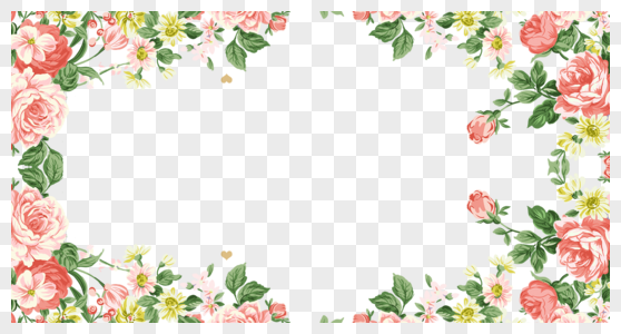 水墨花卉水墨彩色边框高清图片