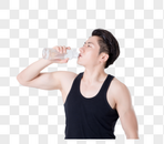 运动健身男性喝水休息图片