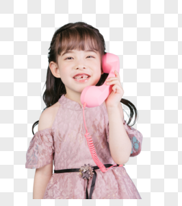 儿童节儿童形象手持粉色玩具电话图片