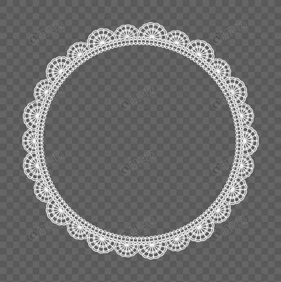 白色圆形蕾丝边框