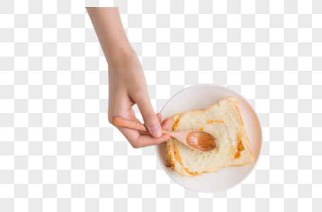 给面包抹酱汁高清图片