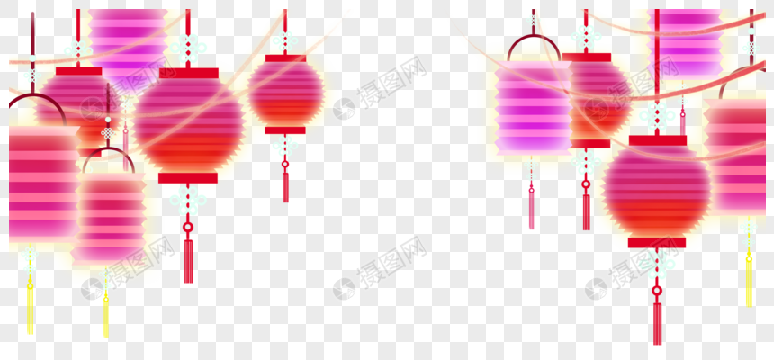 桃红灯笼装饰素材图片