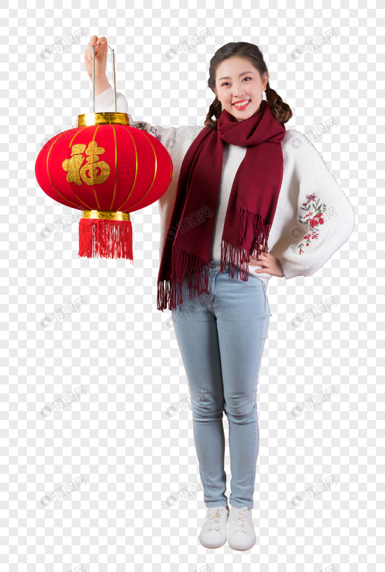 女性手拿红灯笼图片