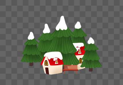 房子和圣诞树图片