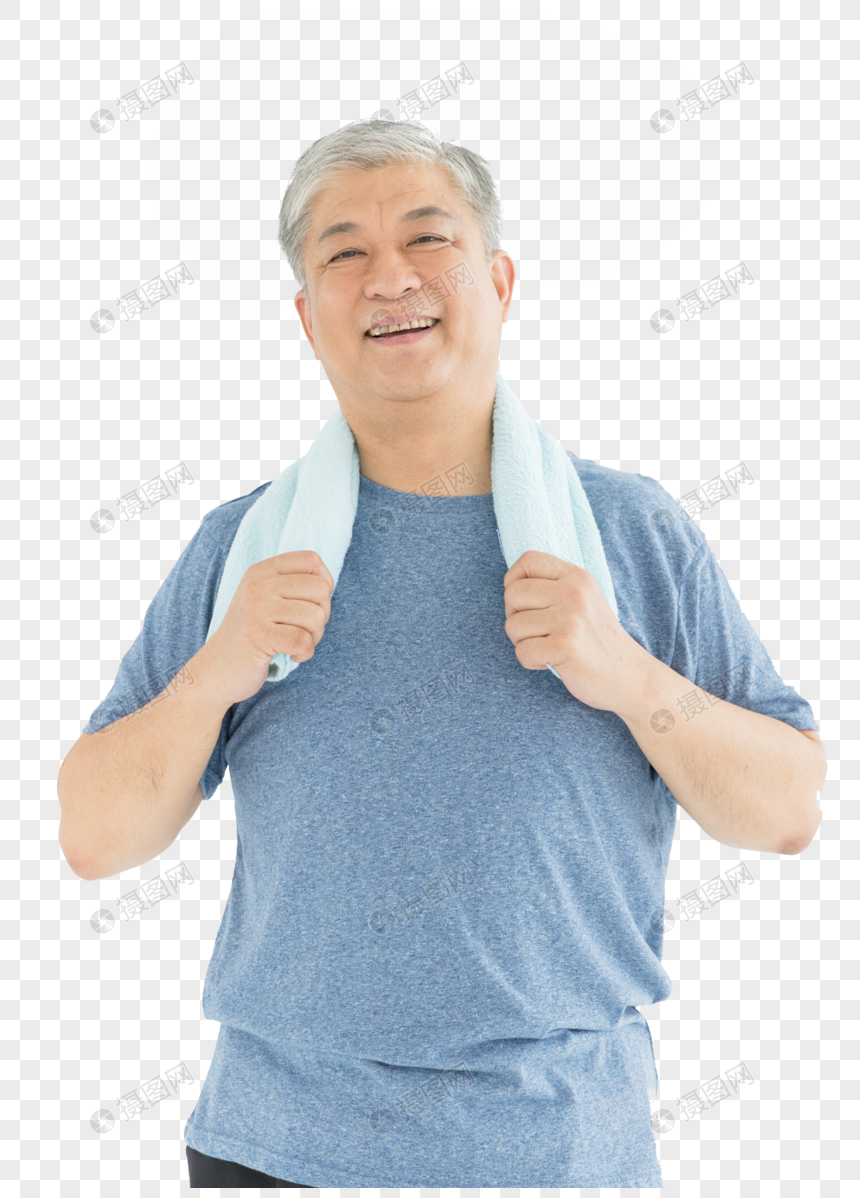 老年男性擦汗形象元素素材下载 正版素材 摄图网