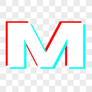 英文字母M蓝红字体高清图片