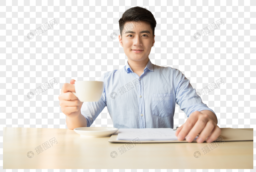商务男性咖啡馆喝咖啡图片