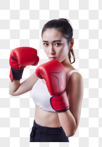 年轻女性拳击运动图片