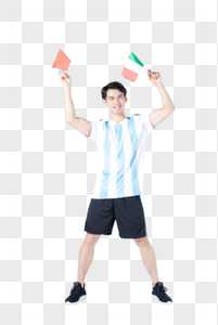世界杯运动 人像手拿国旗图片
