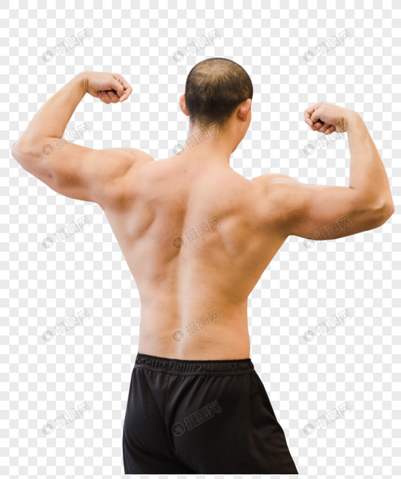 健身房健美男人背肌展示图片