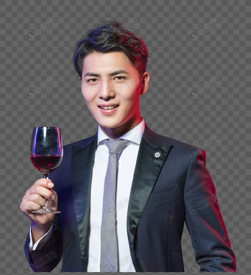 商务男士喝红酒
