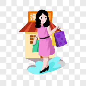逛淘宝的女孩图片素材