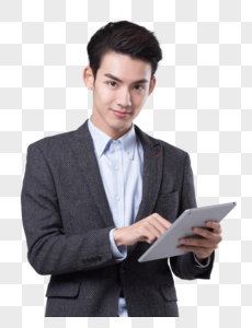 商务男性使用平板电脑图片