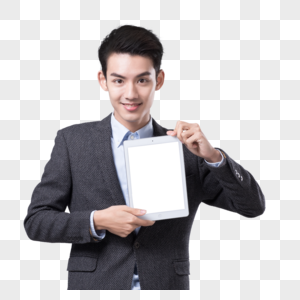 商务男性展示平板电脑图片