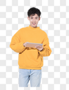 玩平板电脑的青年男性图片