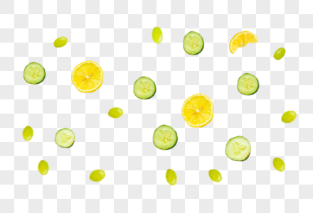 青提柠檬黄瓜片夏季新鲜水果静物图片