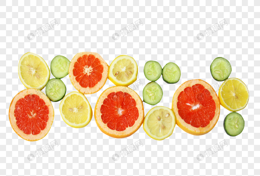 柠檬西柚黄瓜片夏季水果静物图片