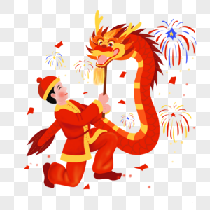 2023-06-14舞狮简笔画图片舞龙插画图片新年