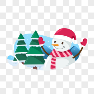卡通可爱圣诞节里的雪人元素图片