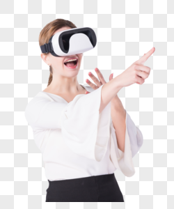带着VR的外国商务女性图片