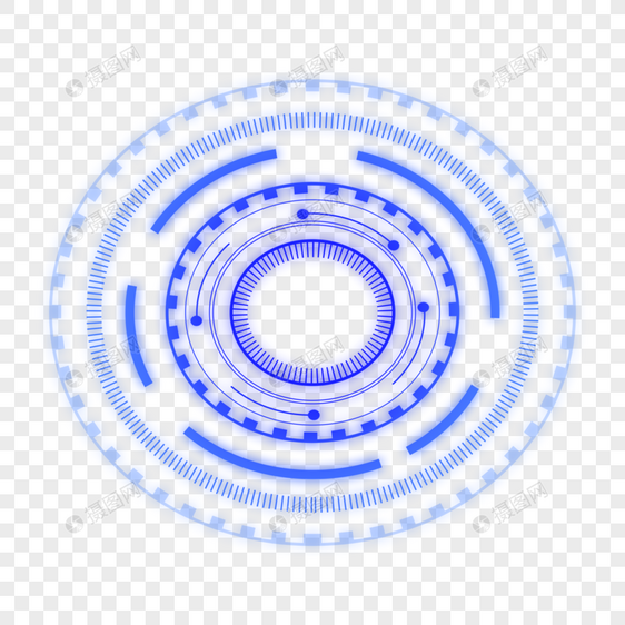 蓝色科技感酷圆圈元素图片