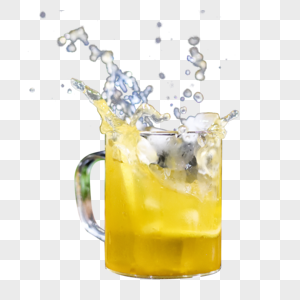 橙色果汁黄水效果元素图片
