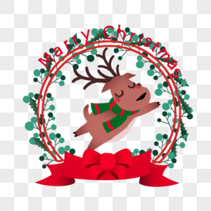圣诞麋鹿花环边框装饰图片