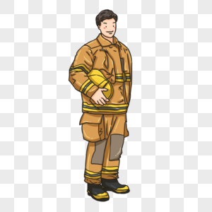 站立的消防员人物元素图片