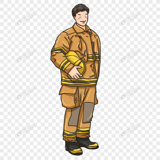 站立的消防员人物元素图片