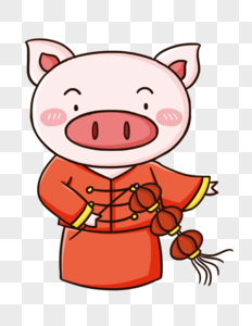 猪年猪拿灯笼图片