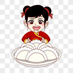 女福娃吃水饺图片