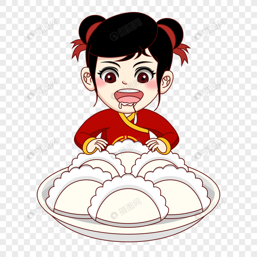女福娃吃水饺图片
