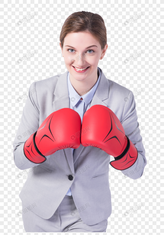 带拳套打拳击的外国女性图片