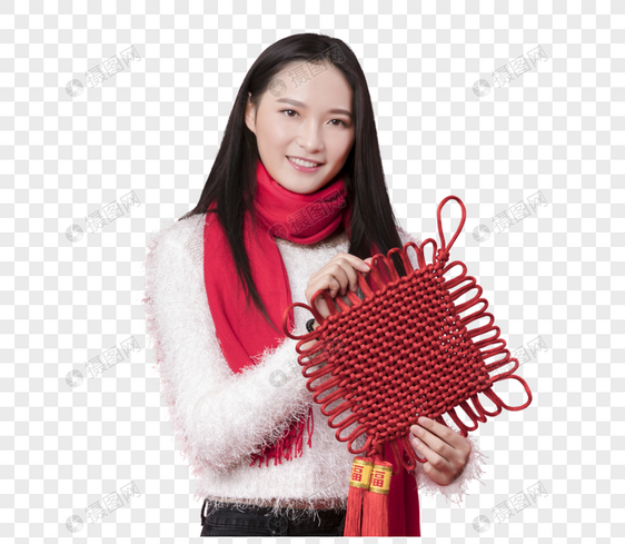 拿着中国结的女性新年人像图片