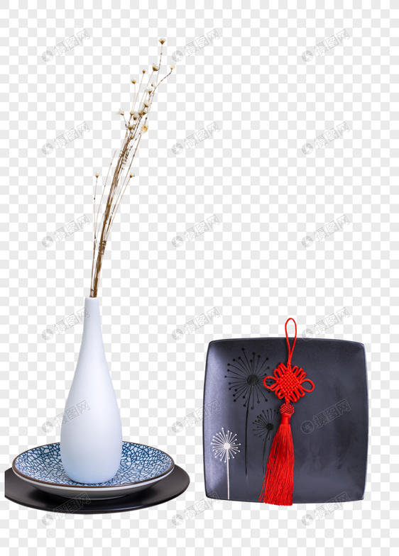 中国风节日礼品盘子红穗图片