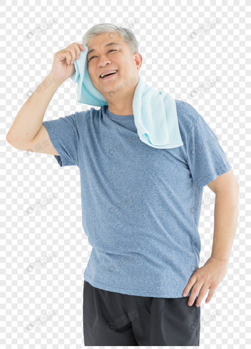 老年人运动擦汗元素素材下载 正版素材 摄图网