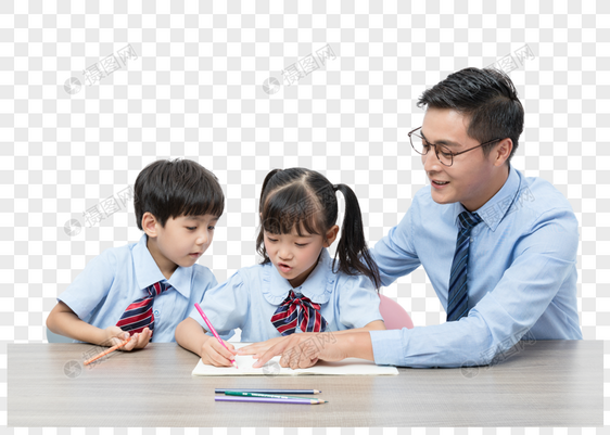 老师和孩子一起学习图片