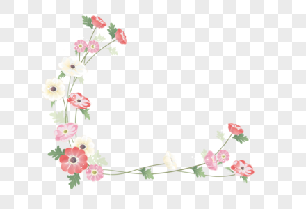 手绘粉色花卉边框图片