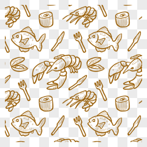 海鲜底纹刀叉虾鱼高清图片