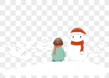 雪人和小孩子图片