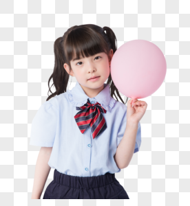 小女孩儿童学生手拿气球图片
