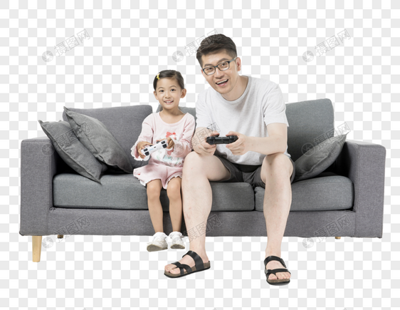 爸爸和女儿一起打游戏图片