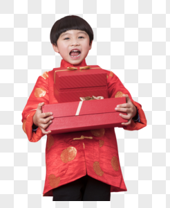 新年送礼物的小孩子图片