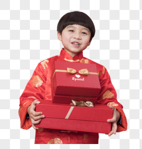 新年送礼物的小孩子图片