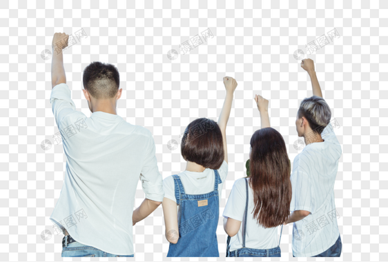 创业团队举手加油背影图片