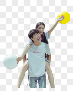 情人节情侣背起玩气球图片