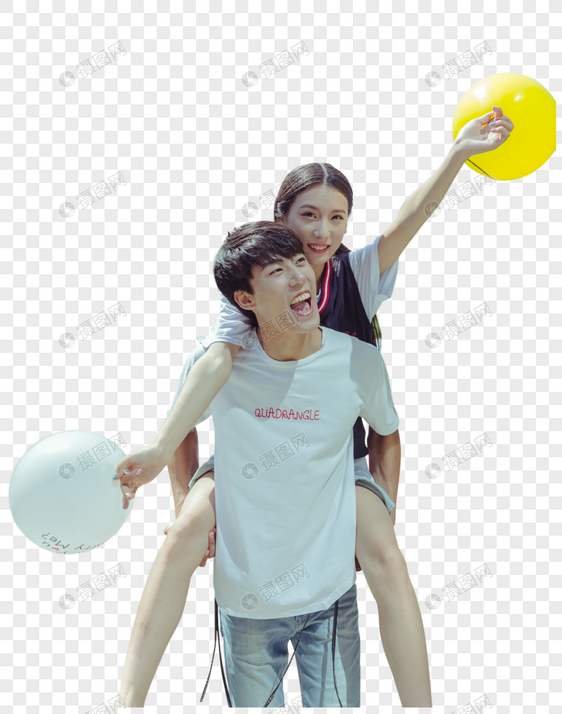 情人节情侣背起玩气球图片