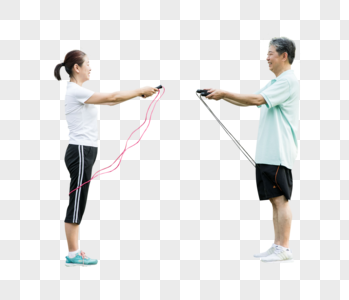 老年人运动锻炼跳绳图片