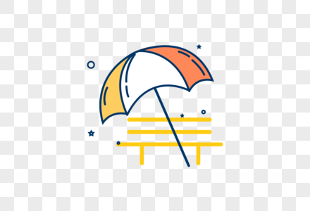 沙滩海报遮阳伞卡通元素高清图片