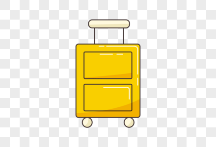 黄色卡通行李箱元素图片